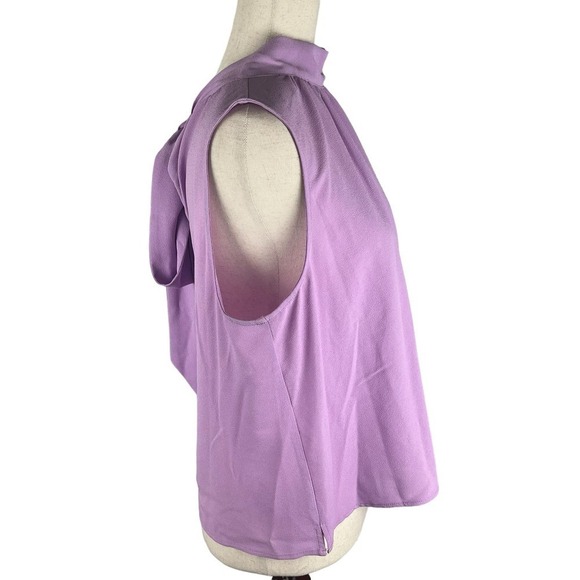 1.‎ STATE SLEEVELESS MOCK TIE NECK BLOUSE IN VIOLET TULLE NWT WOMEN'S SIZE LARGE - Picture 11 of 15